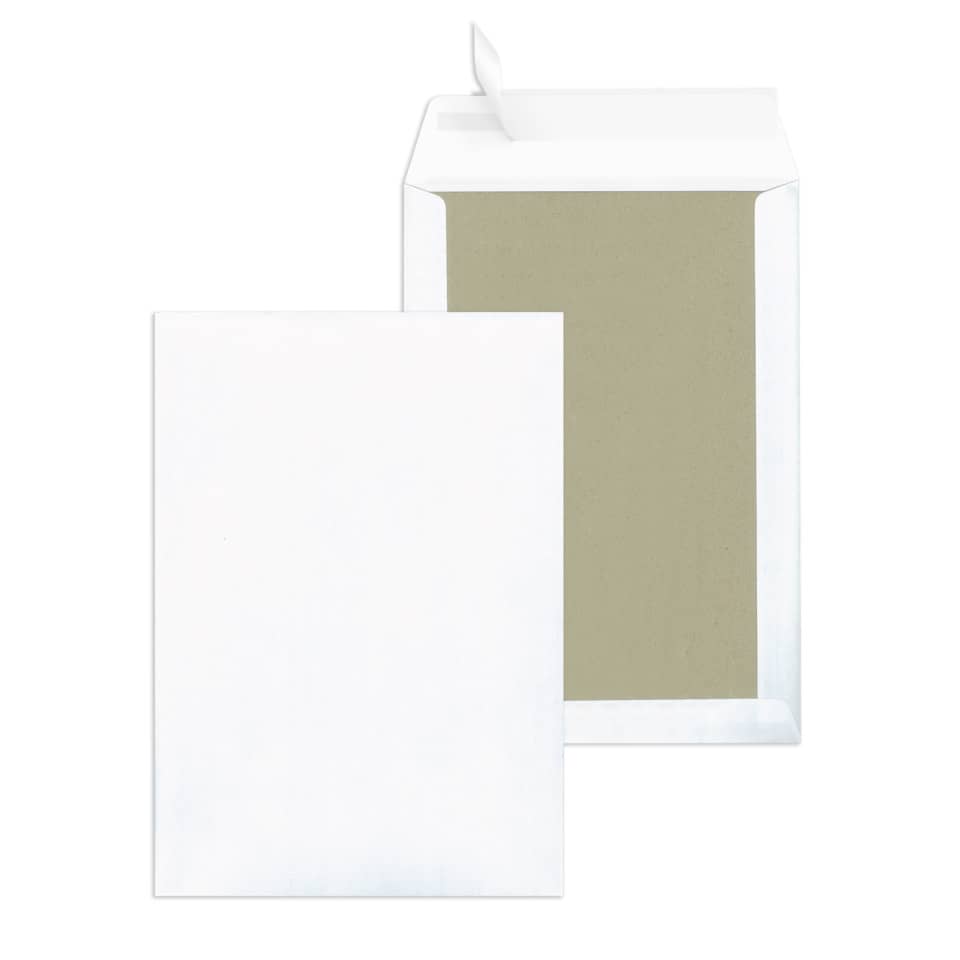 Papprückwandtasche, B4, 120g/m², Haftklebend, 125 Stück, weiß MAILMEDIA 30002528 MAILMEDIA 30002528 125ST Papprückwand
