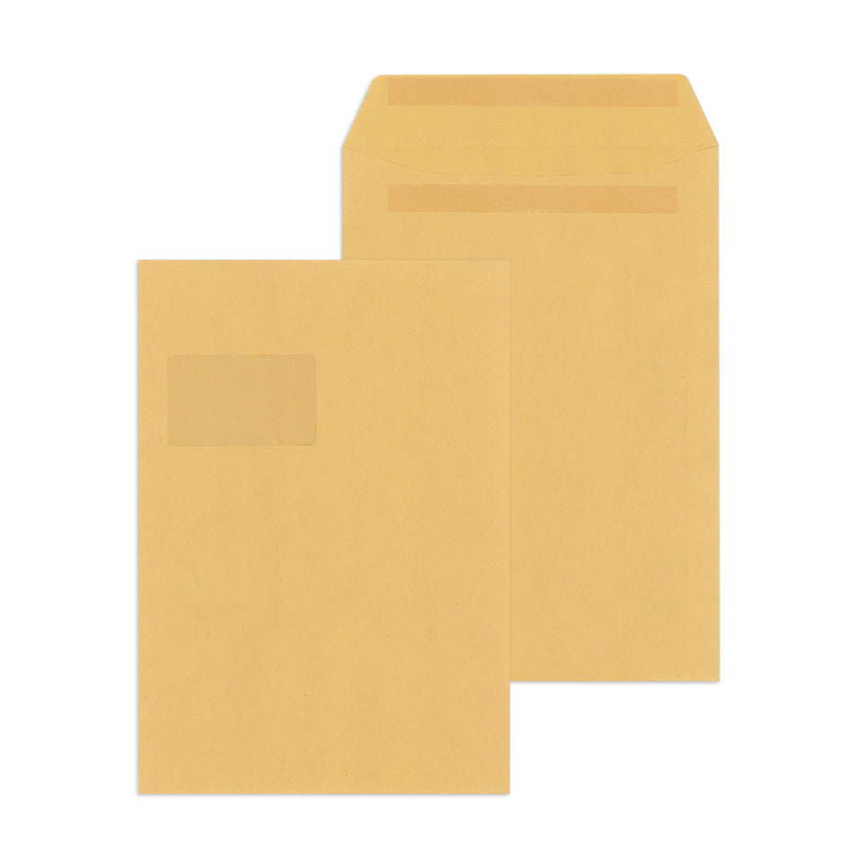 Versandtasche mit Fenster, C4, 90g/m², Selbstklebend, 250 Stück, braun MAILMEDIA 30007500 MAILMEDIA 30007500 250ST