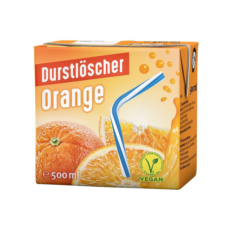 Erfrischungsgetränk Orange vegan, 12 x 0,5 L DURSTLÖSCHER 14490