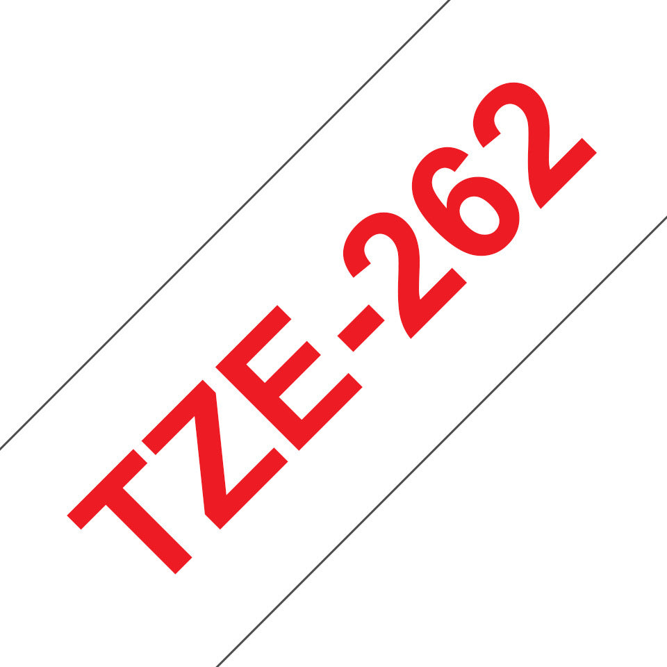 Schriftband laminiert, 36mmx8m, rot/weiß BROTHER TZE262 BROTHER TZE262 laminiert