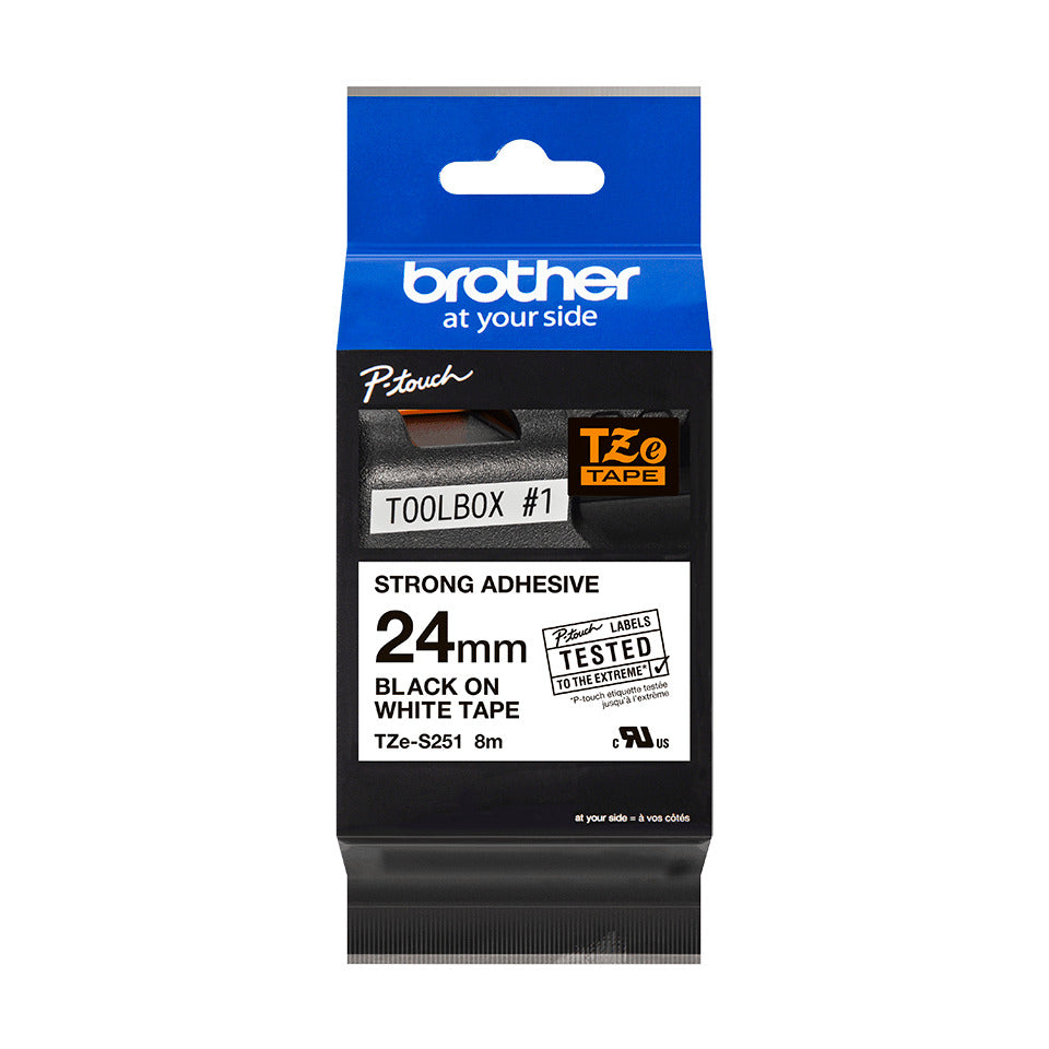 Schriftband, 24mmx8m, schwarz/weiß BROTHER TZES251