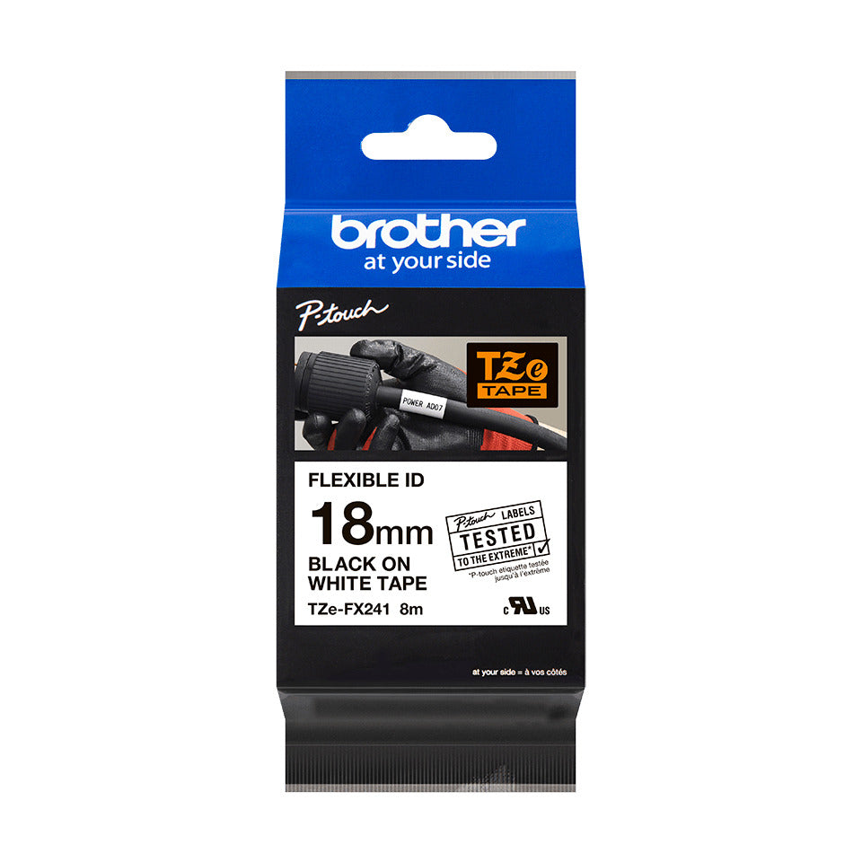 Schriftband, 18mmx8m, schwarz/weiß BROTHER TZEFX241