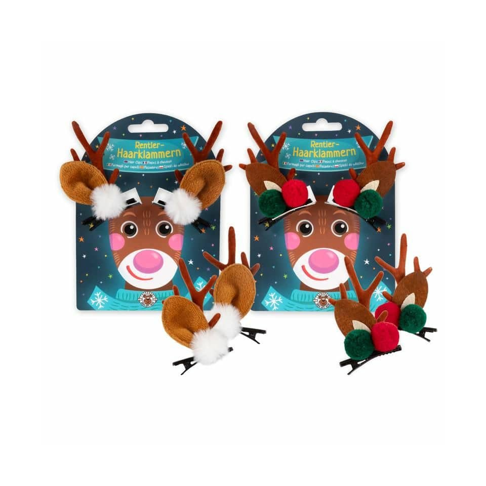 Haarclip Rentier Magic Moments, 2 Stück, sortiert TRENDHAUS 962614 TRENDHAUS 962614 2ST Winter Story