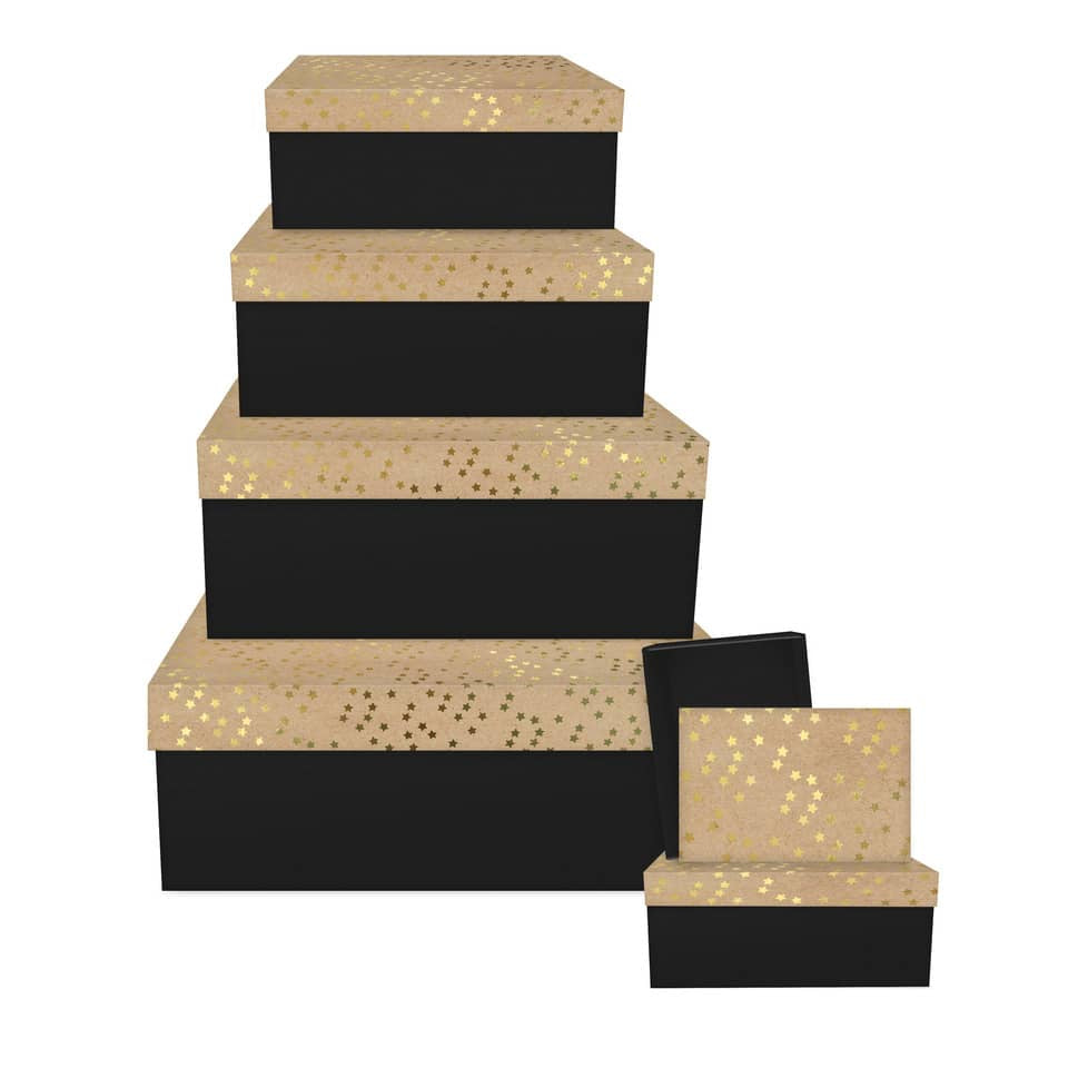 Weihnachts-Geschenkkarton Sternchen Flach, 6-teilig, gold BY NATURE 1482-24690 BY NATURE 1482-24690   6tlg Flach