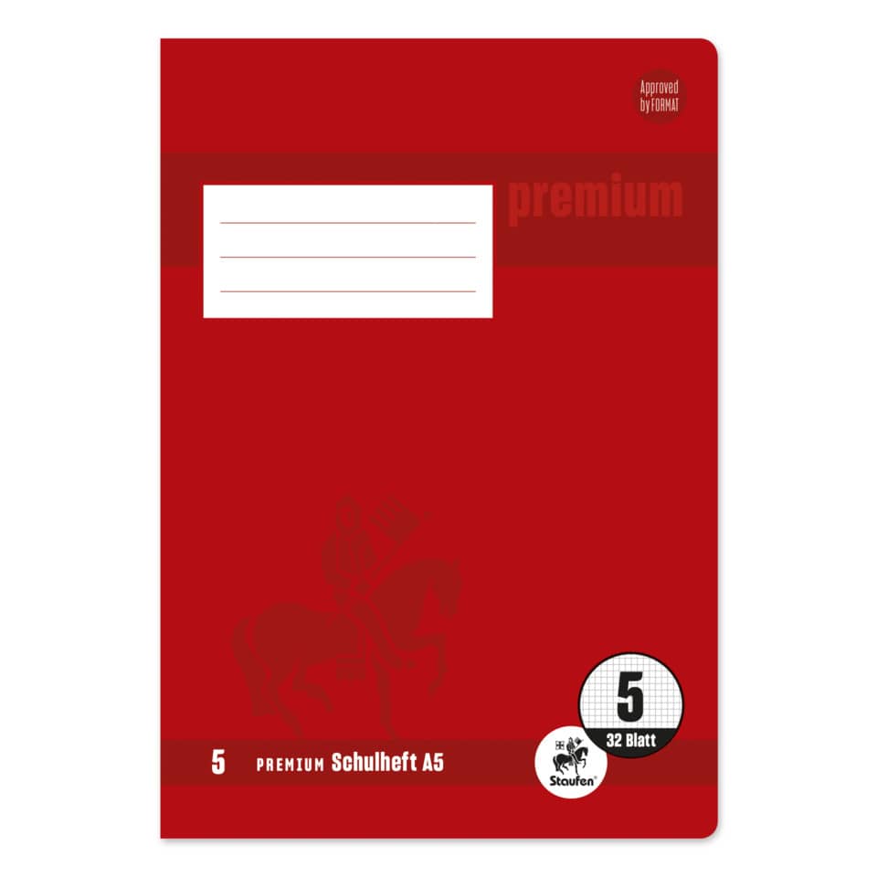 Heft, A5, 90g/m², 32 Blatt, Lin.5, kariert STAUFEN PREMIUM 734010605