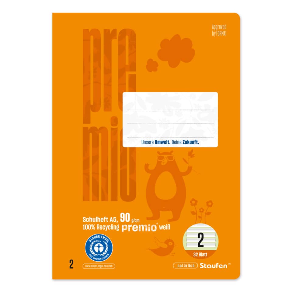 Schulheft Premio, A5, 90g/m², 32 Blatt, Lin.2, liniert STAUFEN PREMIO 040781002 STAUFEN PREMIO 040781002  90g