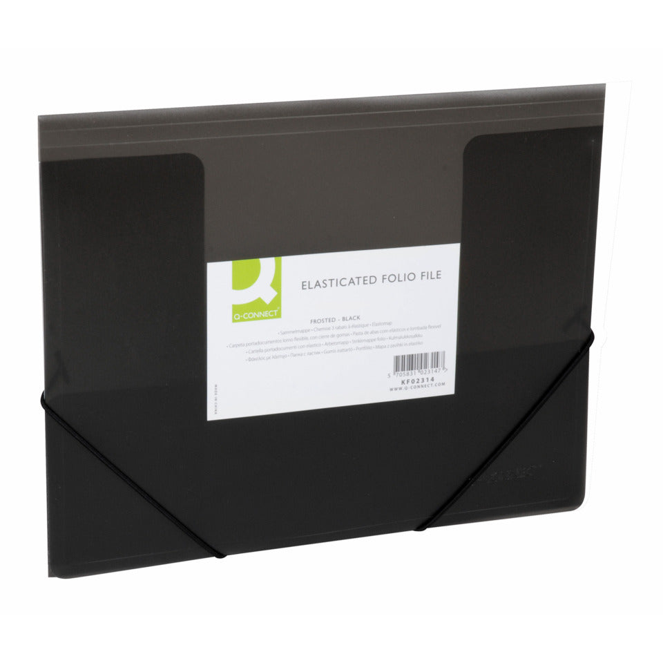 Gummizugmappe, A4, transparent schwarz Q-CONNECT KF02314