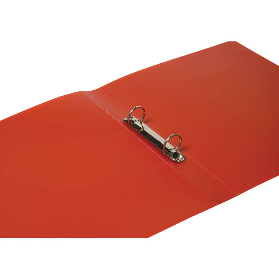 Schulordner, A4, 2-Ring, 25mm, PP, transluzent rot Q-CONNECT KF02482 Q-CONNECT KF02482 2 Ring 25mm