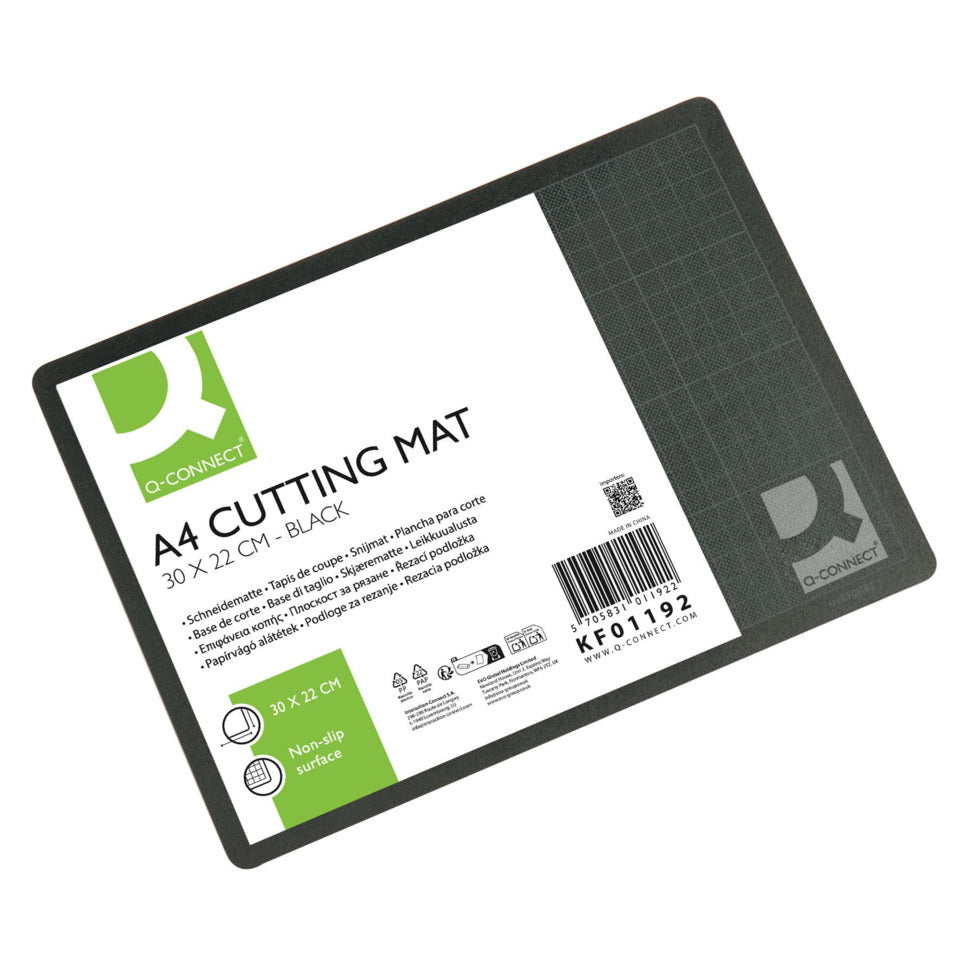 Schneidunterlage 30x22cm, PVC, A4, schwarz Q-CONNECT KF01192 Q-CONNECT KF01192 30x22cm