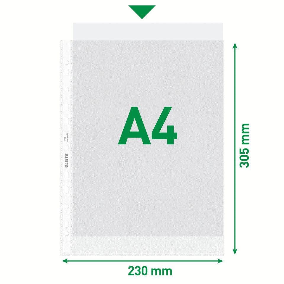 Prospekthülle Standard, A4, PP, genarbt, dokumentenecht, 100 Stück, farblos LEITZ 4790-00-00 LEITZ 4790-00-00 100ST 0,07mm
