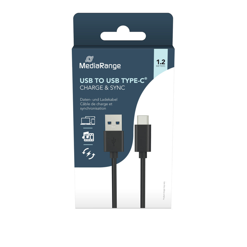 Ladekabel USB 3.0 Typ C schwarz 1,2m MEDIARANGE MRCS160