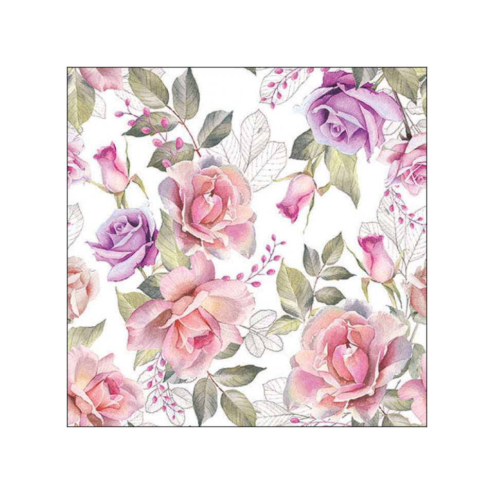 Motivserviette Josephine Rosenmotiv, 33 x 33 cm, 3-lagig, 20 Stück AMBIENTE 13317365 AMBIENTE 13317365  20ST Rosenmotiv
