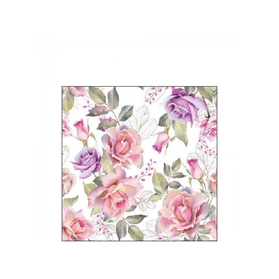 Motivserviette Josephine Rosenmotiv, 25 x 25 cm, 3-lagig, 20 Stück AMBIENTE 12517365 AMBIENTE 12517365  20ST Rosenmotiv