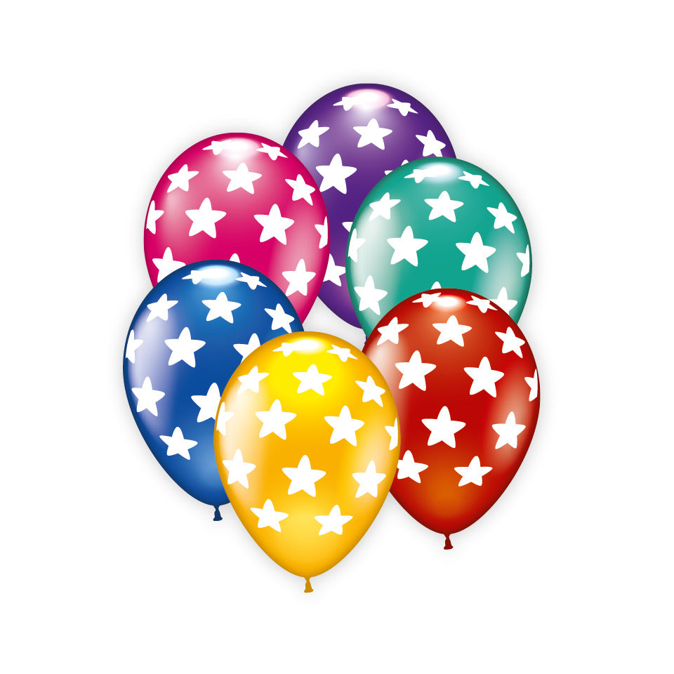 Luftballon Sterne, 6 Stück, sortiert KARALOON 30061 KARALOON 30061 D.ca. 28-30cm