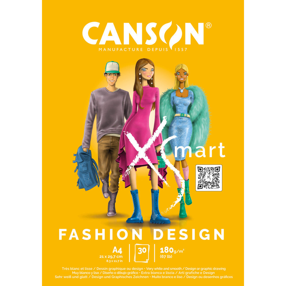 Zeichenblock XSMART Fashion, A4, 180g/m², 30 Blatt, weiß CANSON C32250P000 CANSON C32250P000 XSMART Fashion