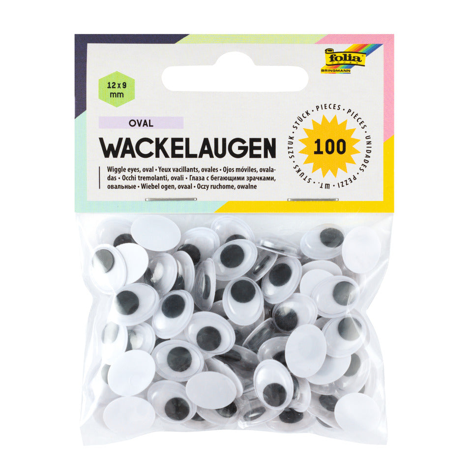 Wackelaugen oval, Ø12mm, 100 Stück FOLIA 751209 FOLIA 751209 100ST