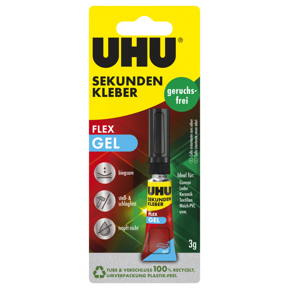Sekundenkleber geruchsfrei SUPERFLEX GEL,Tube mit 3 g UHU 45565 UHU 45565 Alleskleber
