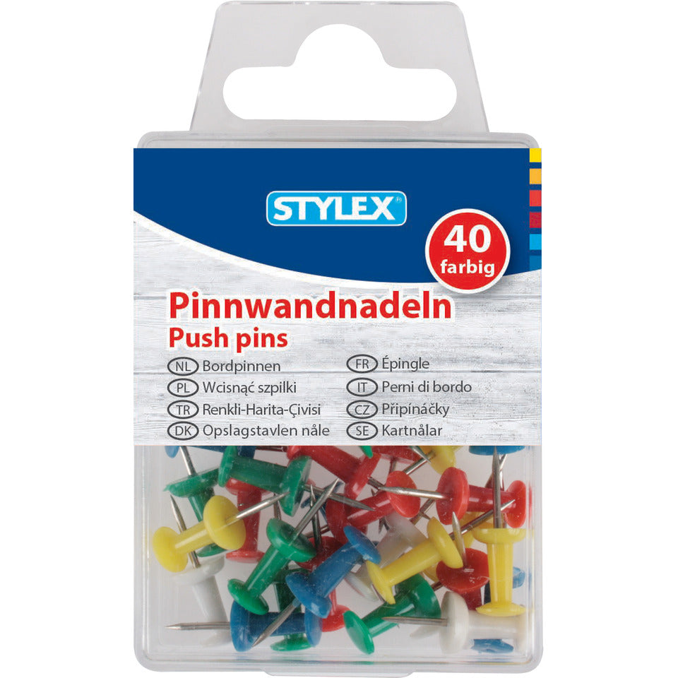 Pinnwandnadeln, farbig, 40 Stück STYLEX 24481