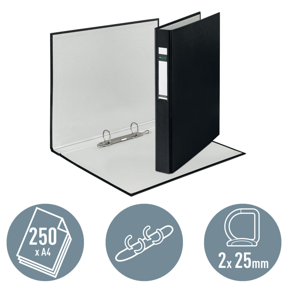 Ringbuch Standard, A4, PP, 2 Ringe, 25 mm, schwarz LEITZ 4210-00-95 LEITZ 4210-00-95  25mm 2Ringe