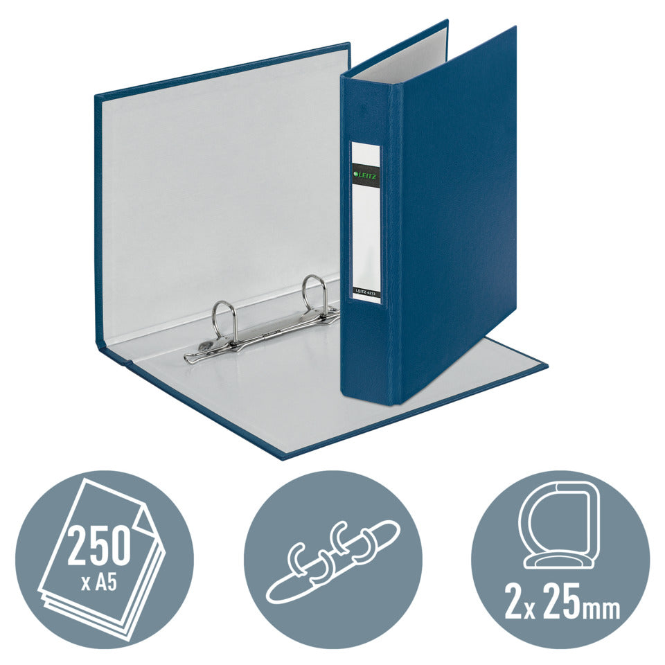 Ringbuch, A5, PP, 2 Ringe, 25 mm, blau LEITZ 4213-00-35 LEITZ 42130035  25mm  2Ringe