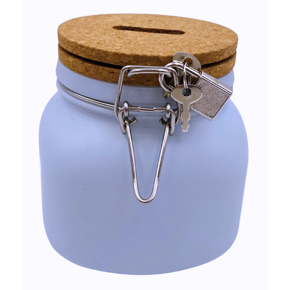 Spardose Hurra ein Junge, 11 x 12 x 11 cm, Glas, blau HERGO 8924 HERGO 8924 11x12x11cm