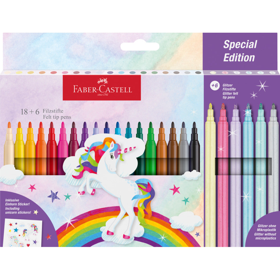 Faserschreiberetui Einhorn, 18+6 Stück, sortiert FABER CASTELL 554221 FABER CASTELL 554221 sortiert