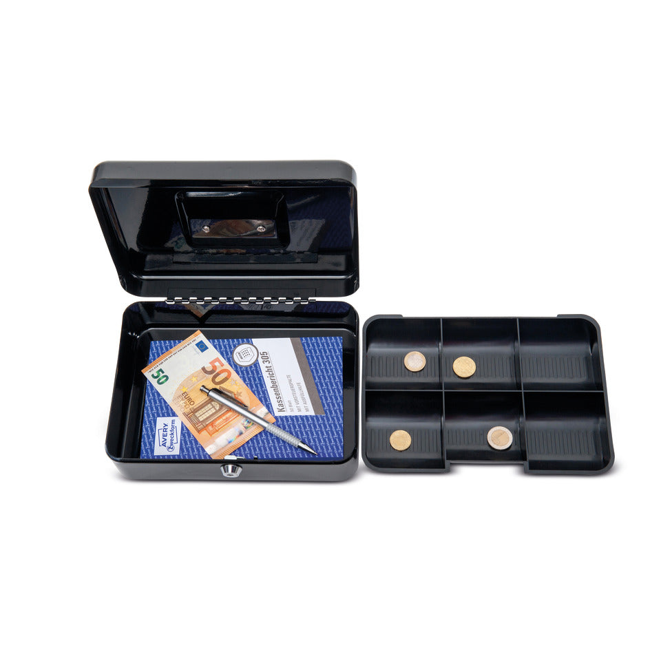 Geldkassette, 250 x 90 x 191 mm, lackierter Stahl, nahtlos gezogen, schwarz MAUL 56113 90 MAUL 56113 90 250x90x190 mm