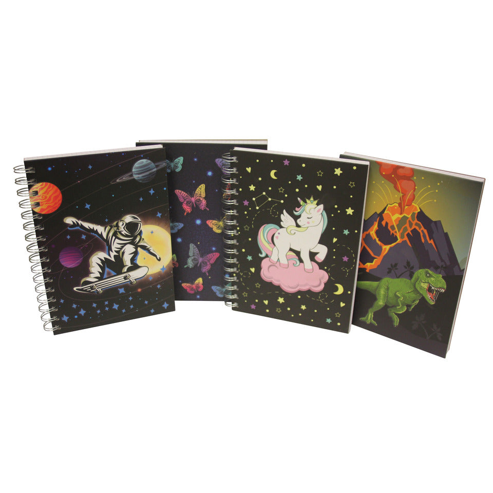 Spiralnotizbuch glow in the dark, A5, 80g/m², 96 Blatt, kariert, sortiert DONAU 1348106-99
