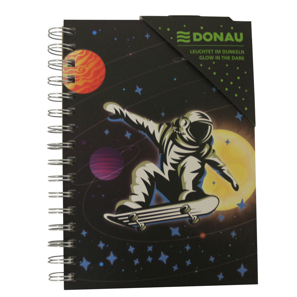 Spiralnotizbuch glow in the dark, A5, 80g/m², 96 Blatt, kariert, sortiert DONAU 1348106-99