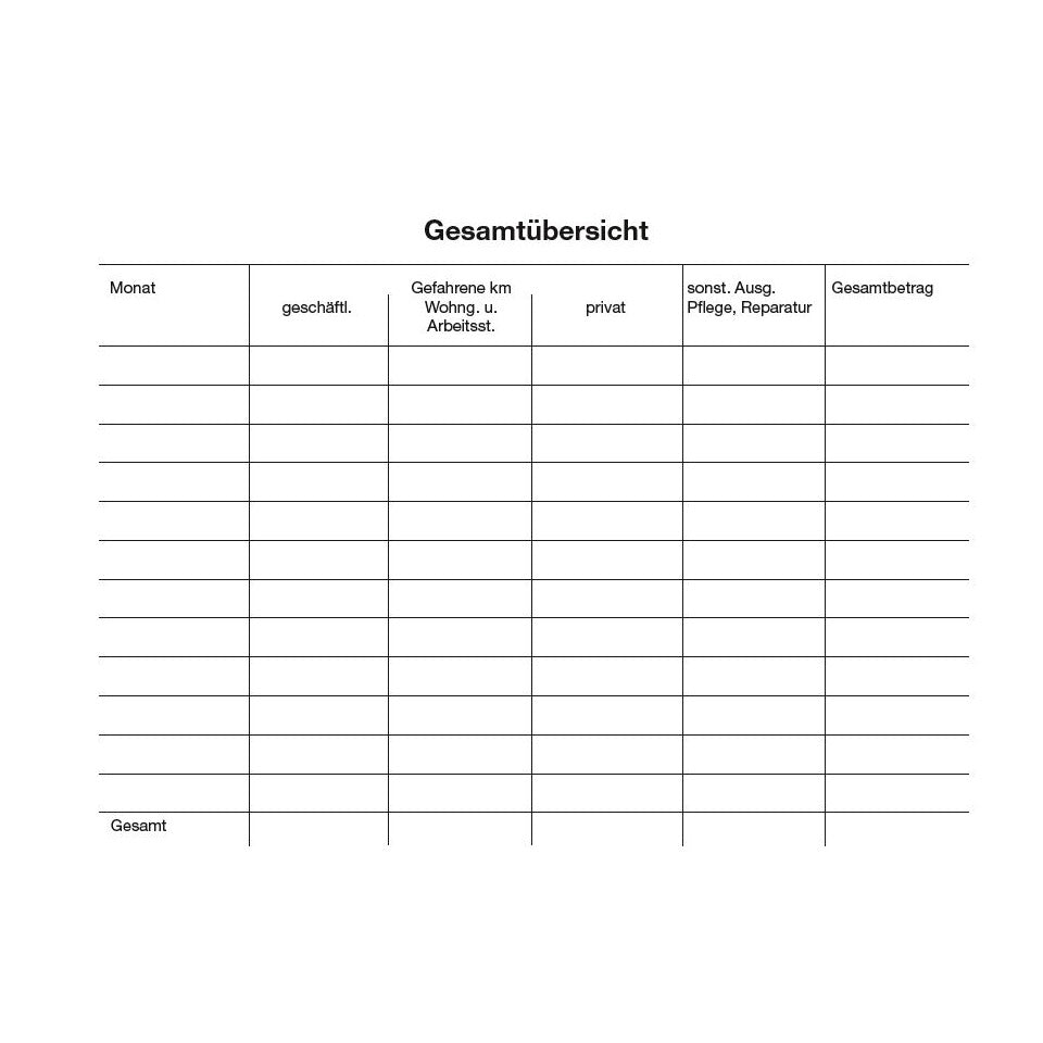Fahrtenbuch, A6, 20 Blatt PVP 4261