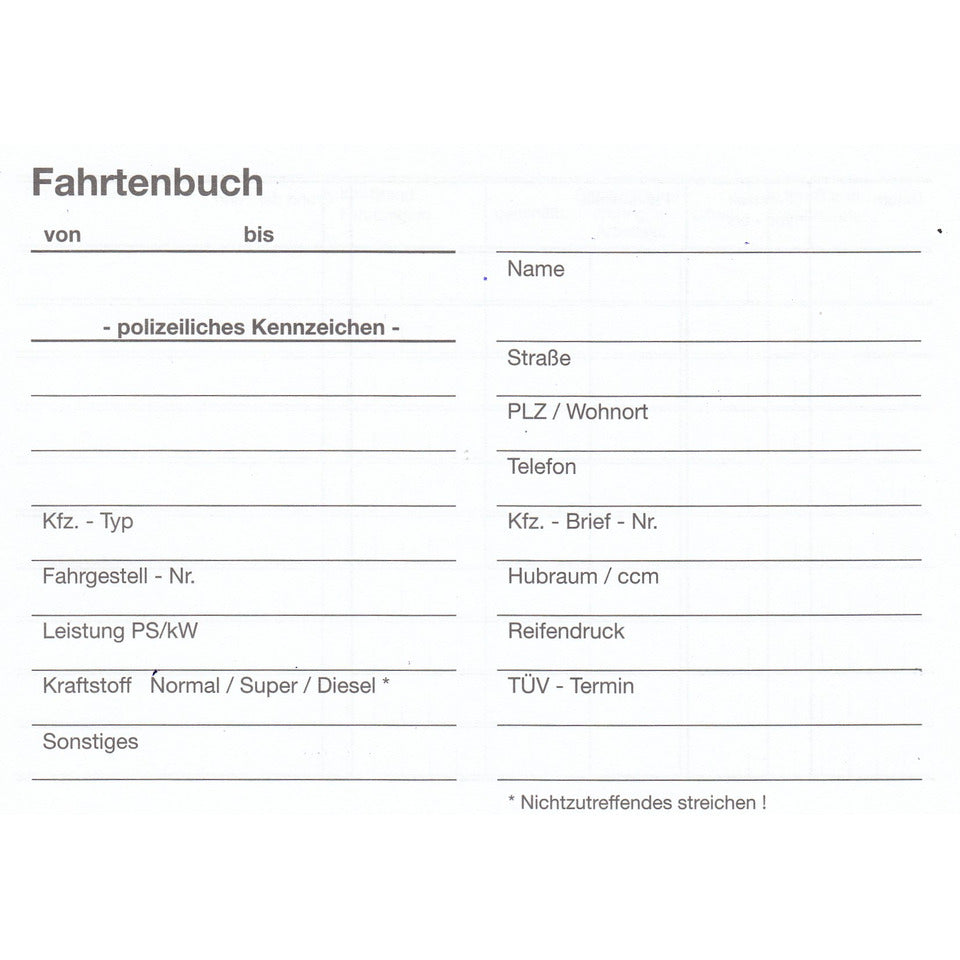 Fahrtenbuch, A6, 20 Blatt PVP 4261