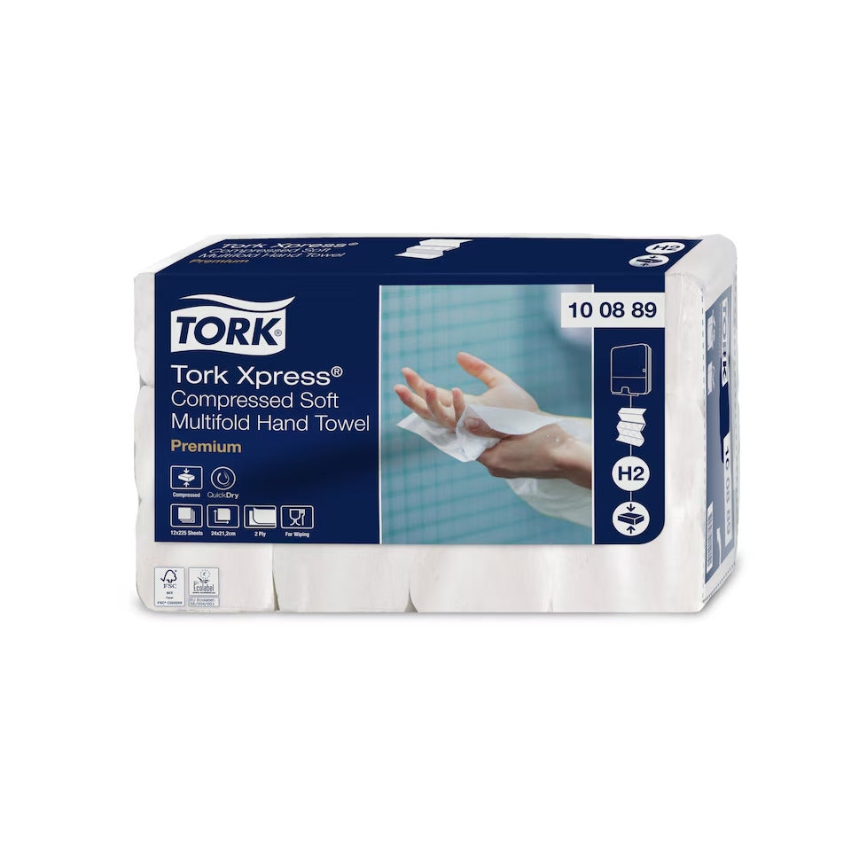 Falthandtuch System H2, 2-lagig, Multifold, 2700 Stück, weiß TORK 100889 TORK 100889 Sys. H2