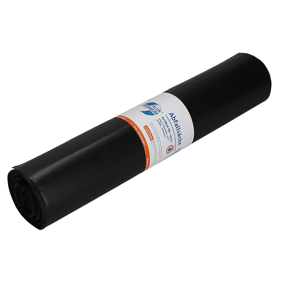 Abfallsack Premium Plus Recycling, 120L, 25 Stück, schwarz DEISS 15213 DEISS 15213 25ST aus Recycling-LDPE