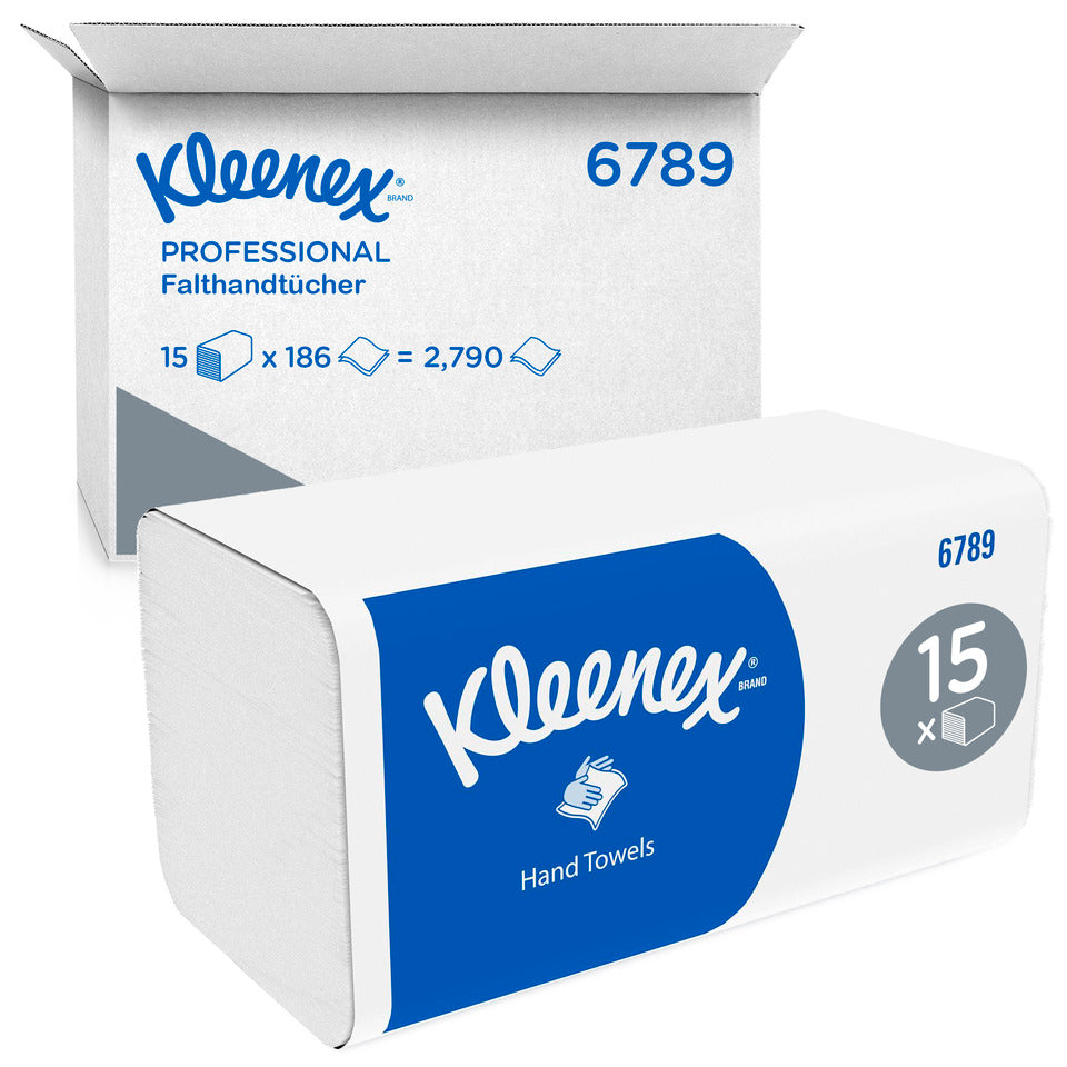 Falthandtuch, V-Falz, 2-lagig, 15 x 186 Blatt, weiß KLEENEX 6789 KLEENEX 6789 15 x 186 Tücher