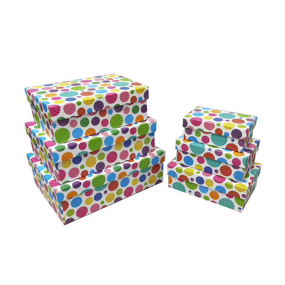 Geschenkkarton Punkte, 6-teilig, bunt PBS 55471 PBS 55471   6tlg Flach