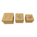 Geschenkkarton Blumen, 3-teilig, natur PBS 55472 PBS 55472   3tlg Quadrat Blumen sortiert