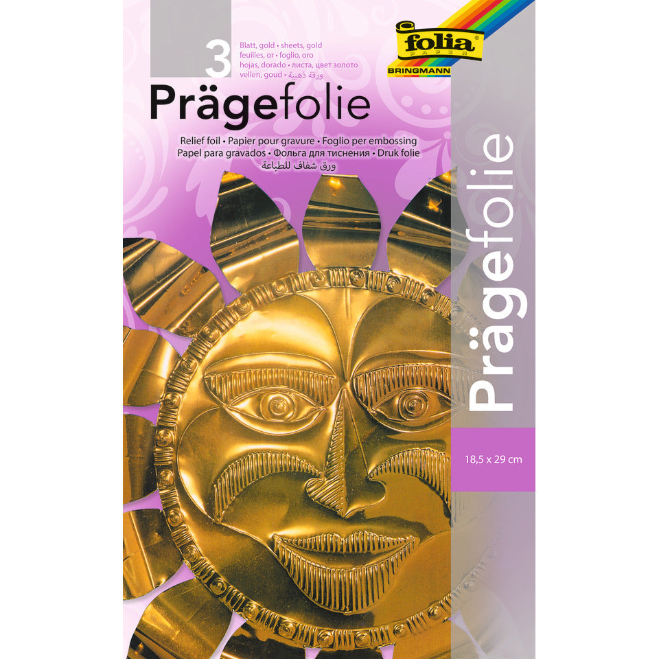 Prägefolie Mappe, 19x30cm, 3 Blatt, gold FOLIA 521 FOLIA 521 19x30cm   3BL