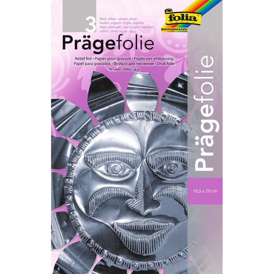 Prägefolie Mappe, 19x30cm, 3 Blatt, silber FOLIA 522 FOLIA 522   19x30 cm   3BL