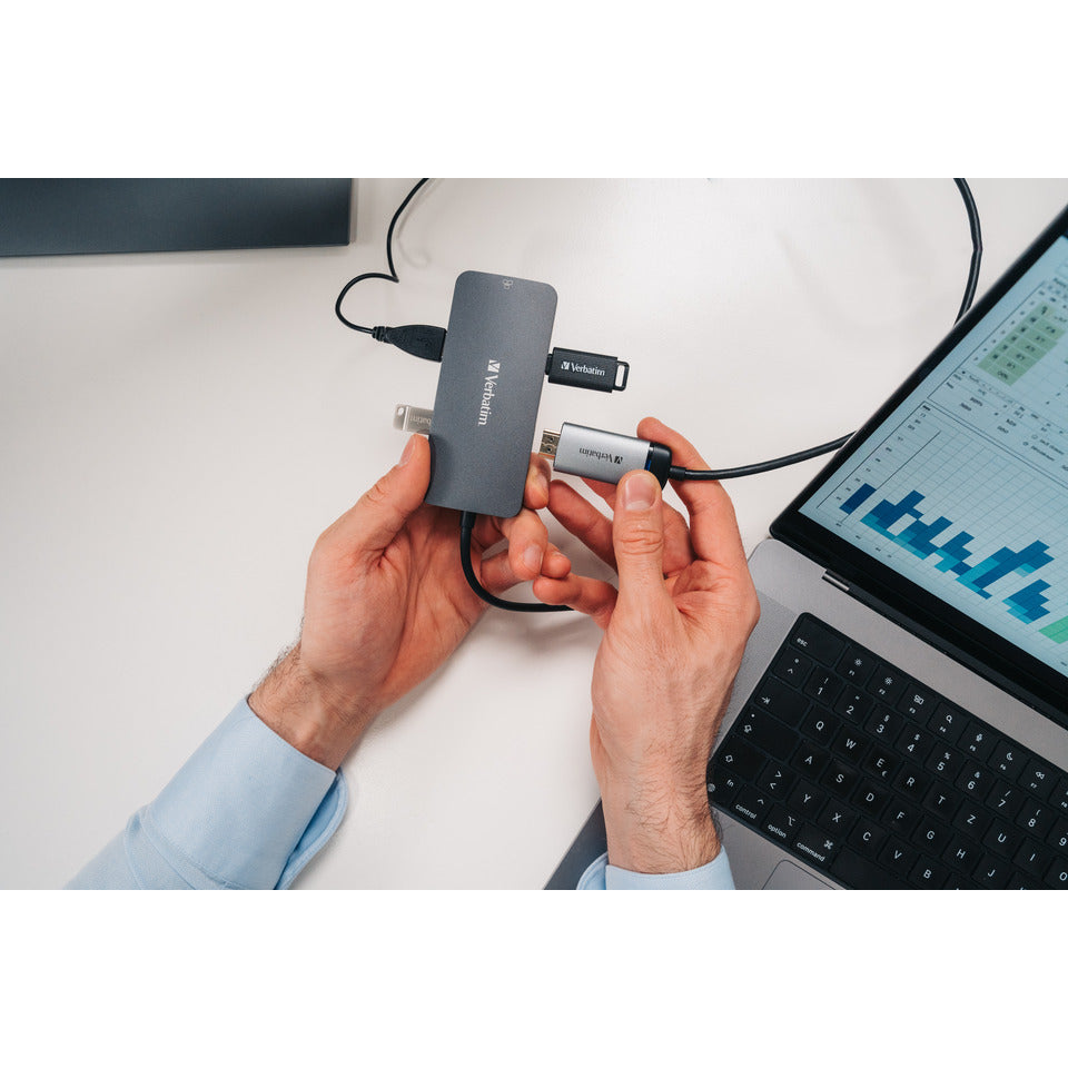 USB-Hub, 5 Ports, USB-C, grau/schwarz VERBATIM 32150 VERBATIM 32150 CMH-05