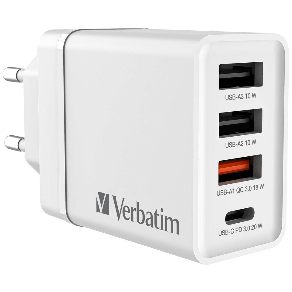 Ladegerät Steckdose 3x USB-A/1x USB-C, 30 Watt VERBATIM 49701 VERBATIM 49701 CHR-30EU2 GaN 30Watt