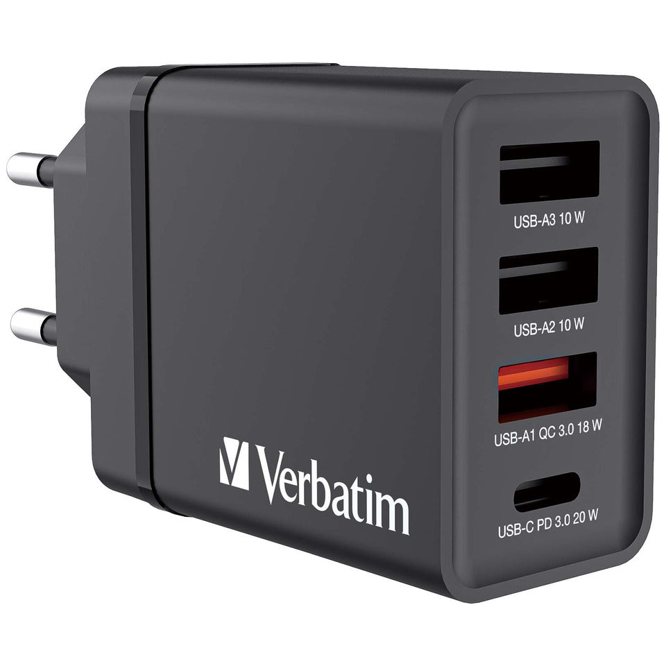 Ladegerät Steckdose, 3x USB-A/1x USB-C, 30 Watt VERBATIM 49700 VERBATIM 49700 CHR-30EU1 GaN 30Watt