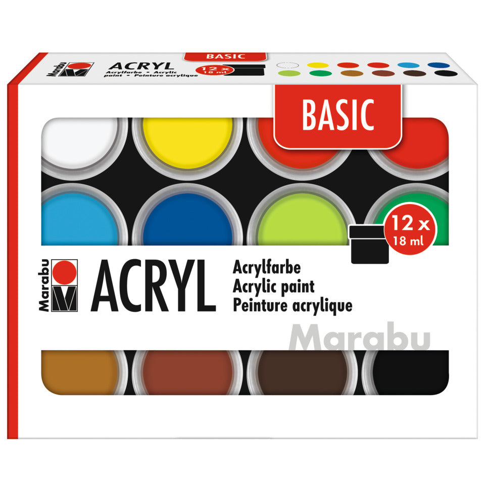 Basic-Acryl Set, 12x18ml, sortiert MARABU 12100 000 00214 MARABU 12100 000 00214 18 ml