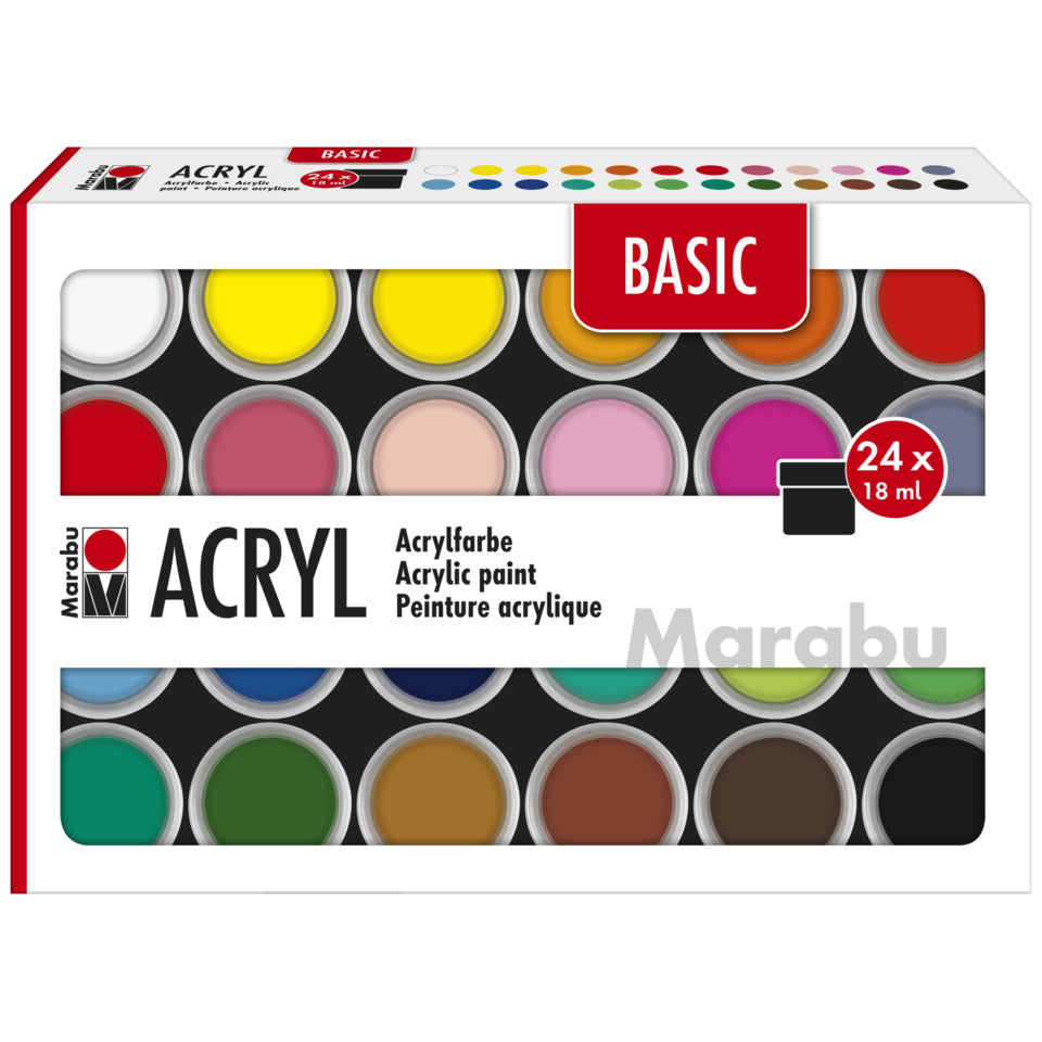 Basic-Acryl Set, 24x18ml, sortiert MARABU 12100 000 00215