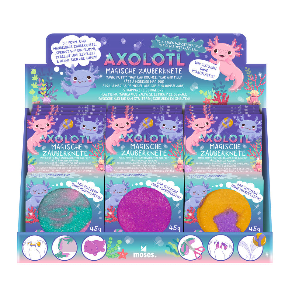 Zauberknete Axolotl, 45g, sortiert MOSES 38240 MOSES. 38240 i.Display