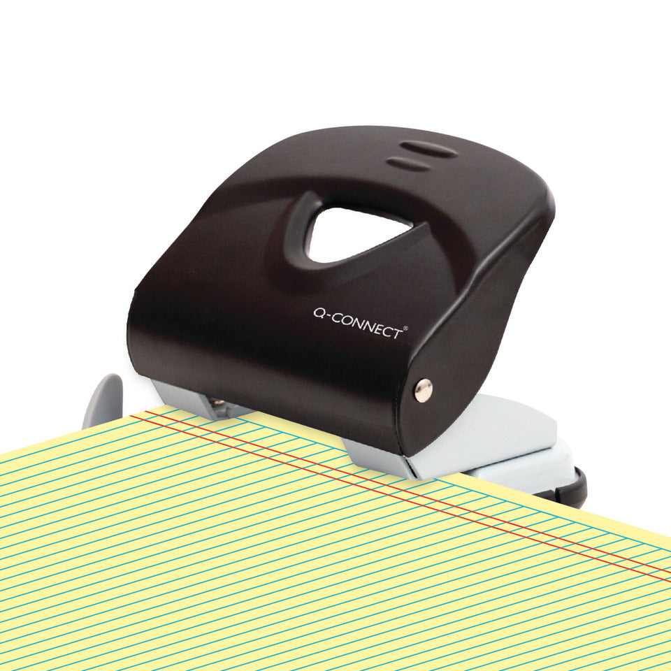 Locher, 30 Blatt, Anschlagschiene, Metall, schwarz/grau Q-CONNECT KF14220