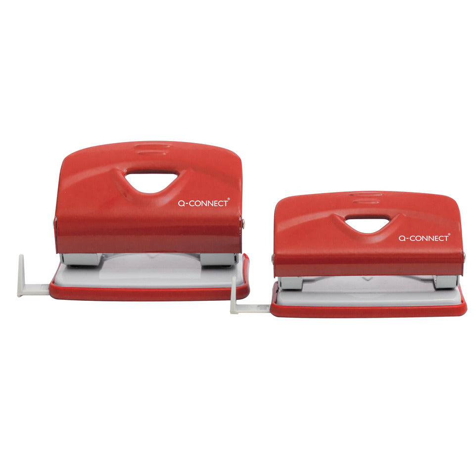 Locher, 10 Blatt, Anschlagschiene, Metall, rot/grau Q-CONNECT KF14216