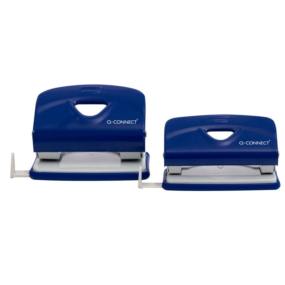 Locher, 20 Blatt, Anschlagschiene, Metall, blau/grau Q-CONNECT KF14218
