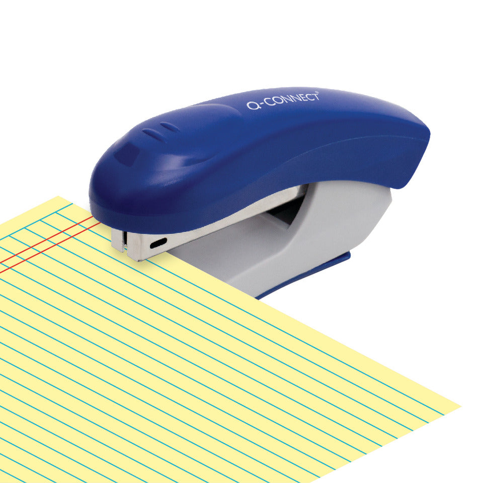Heftmaschine, 20 Blatt, Einlegetiefe 55 mm, Kunststoff, blau/grau Q-CONNECT KF14205
