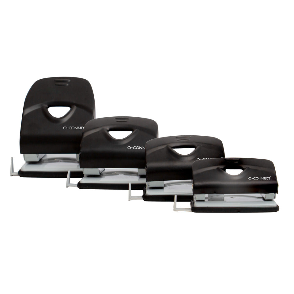 Locher, 30 Blatt, Anschlagschiene, Metall, schwarz/grau Q-CONNECT KF14220