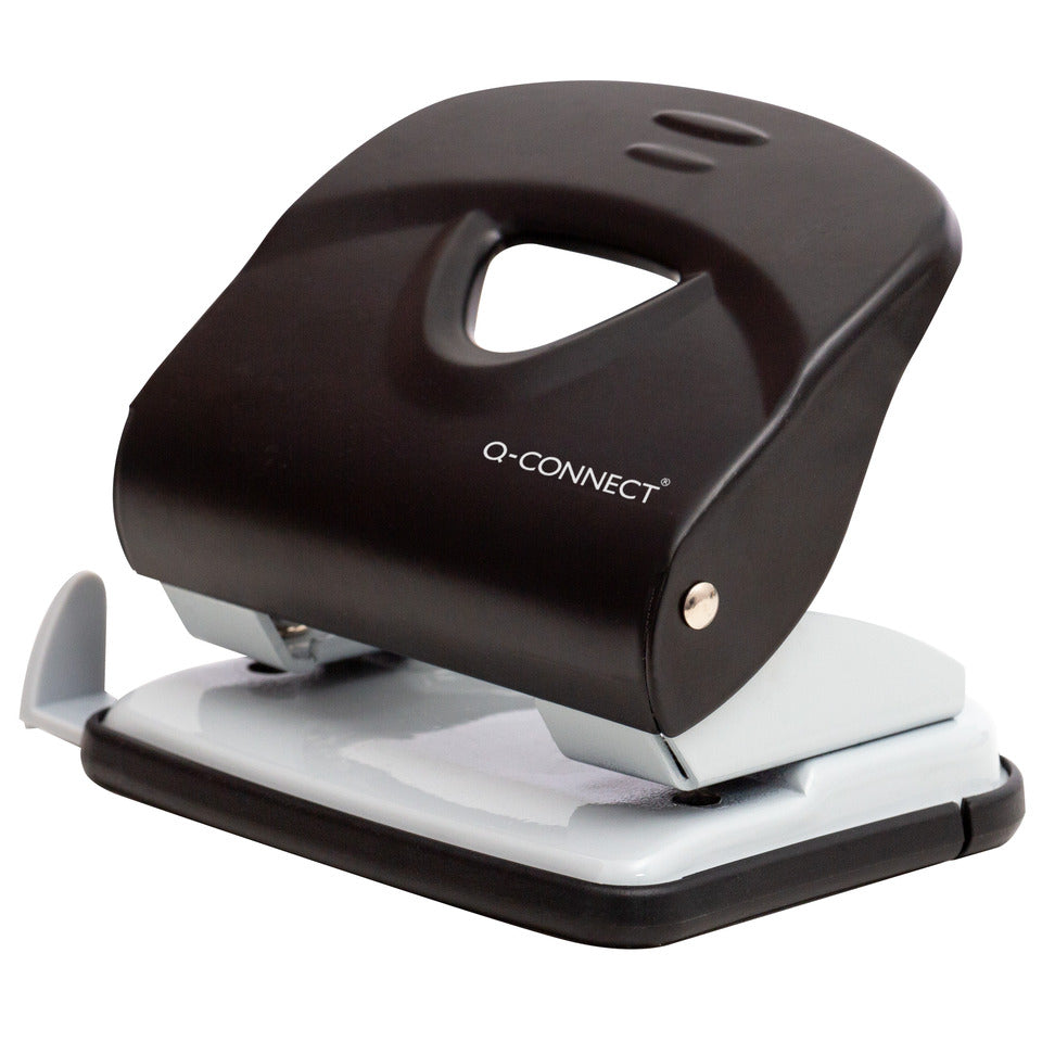 Locher, 30 Blatt, Anschlagschiene, Metall, schwarz/grau Q-CONNECT KF14220